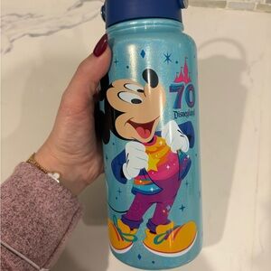Disneyland Blue Mickey Mouse Water Bottle 70th anniversary